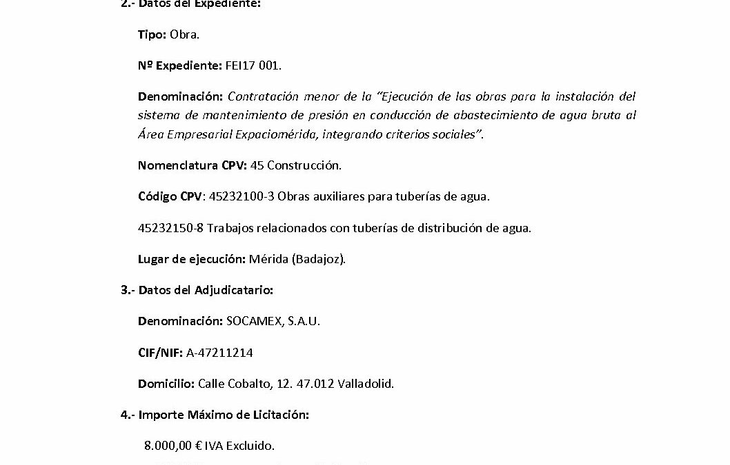 FEI17 001 Anuncio adjudicacion