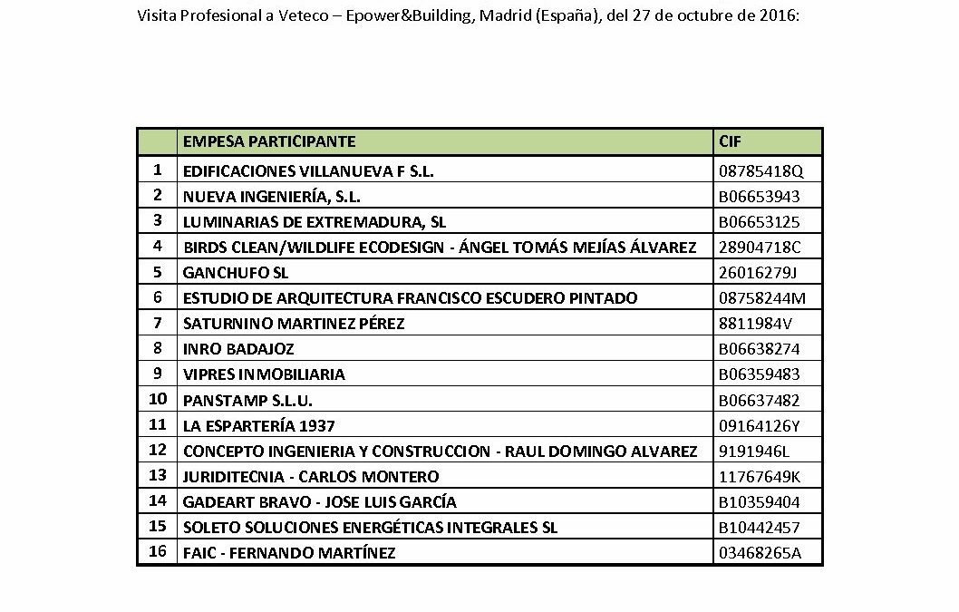 Participantes VP VETECO – EPOWER & BUILDING 2016