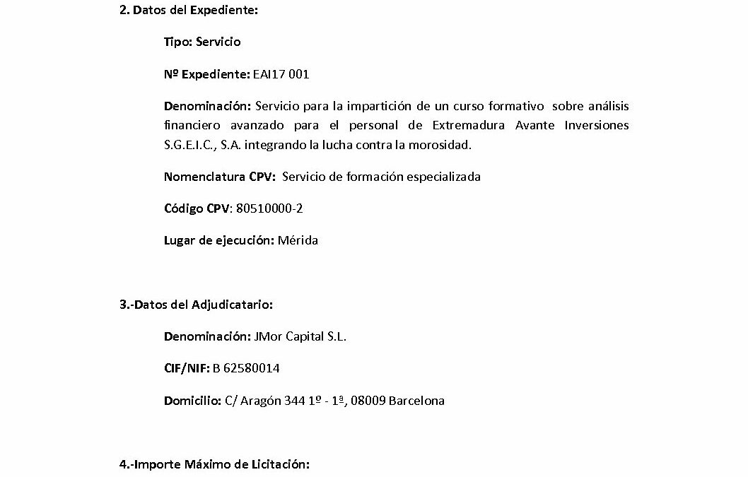 EAI17 001 Anuncio de Adjudicacion