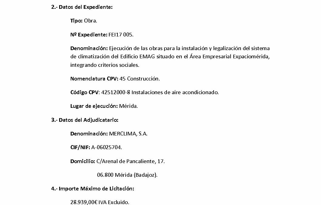 FEI17 005 Anuncio adjudicacion