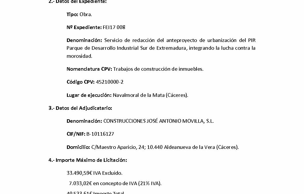 FEI17 008 Anuncio adjudicacion