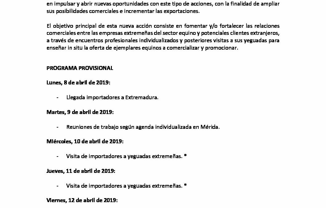 CONVOCATORIA MCI EQUINO PURA RAZA ESPAÑOLA