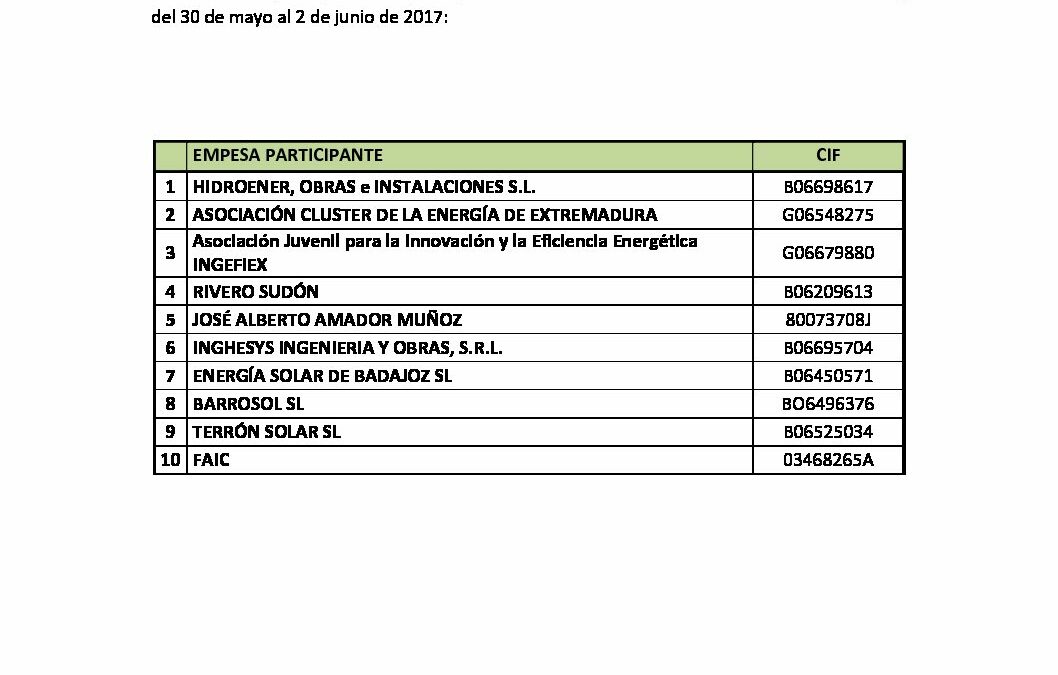 Beneficiarios VP INTERSOLAR EUROPE 2017
