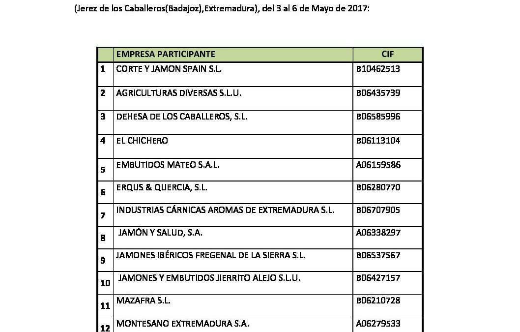 Beneficiarios – MCI IBÉRICOS 2017