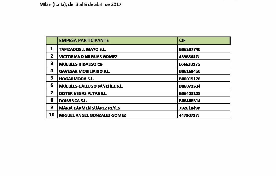 Participantes FERIA SALONE INTERNAZIONALE DEL MOBILE 2017