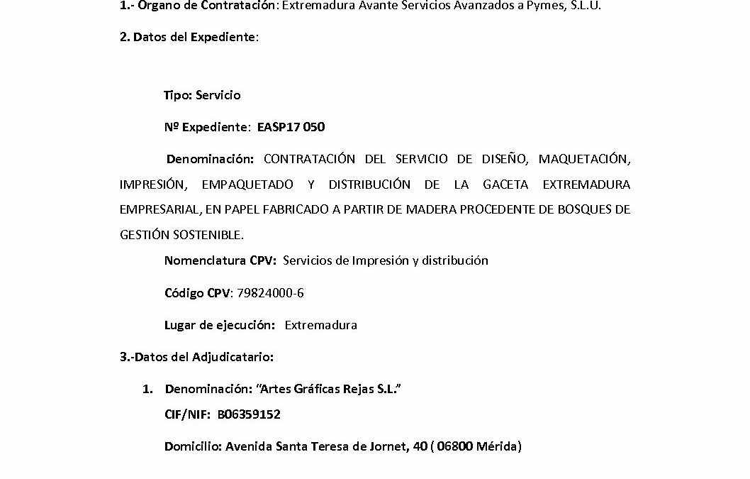 EASP17 050 Anuncio de Adjudicacion