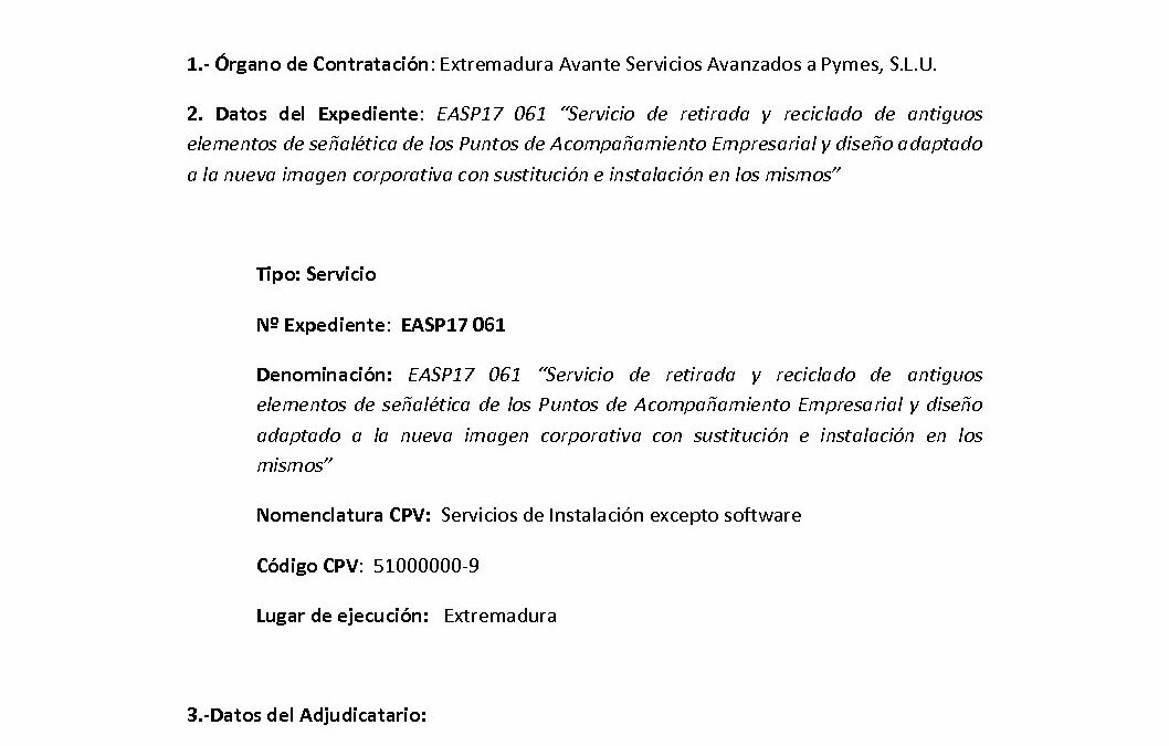 EASP17 061 Anuncio de Adjudicacion