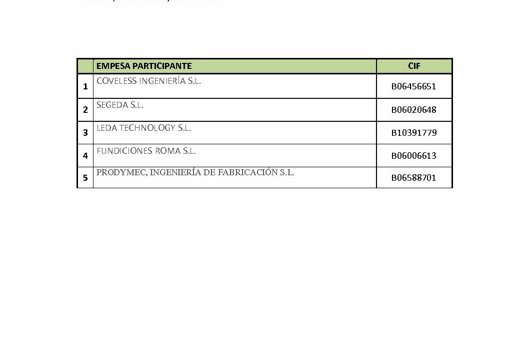 Participantes SUBCONTRATACION 2017