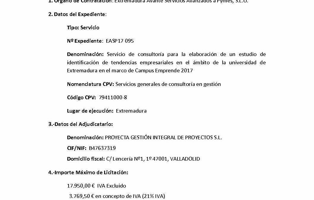 EASP 17 095 Anuncio de Adjudicacion