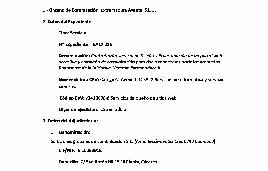 EA17 016 Anuncio de Adjudicacion