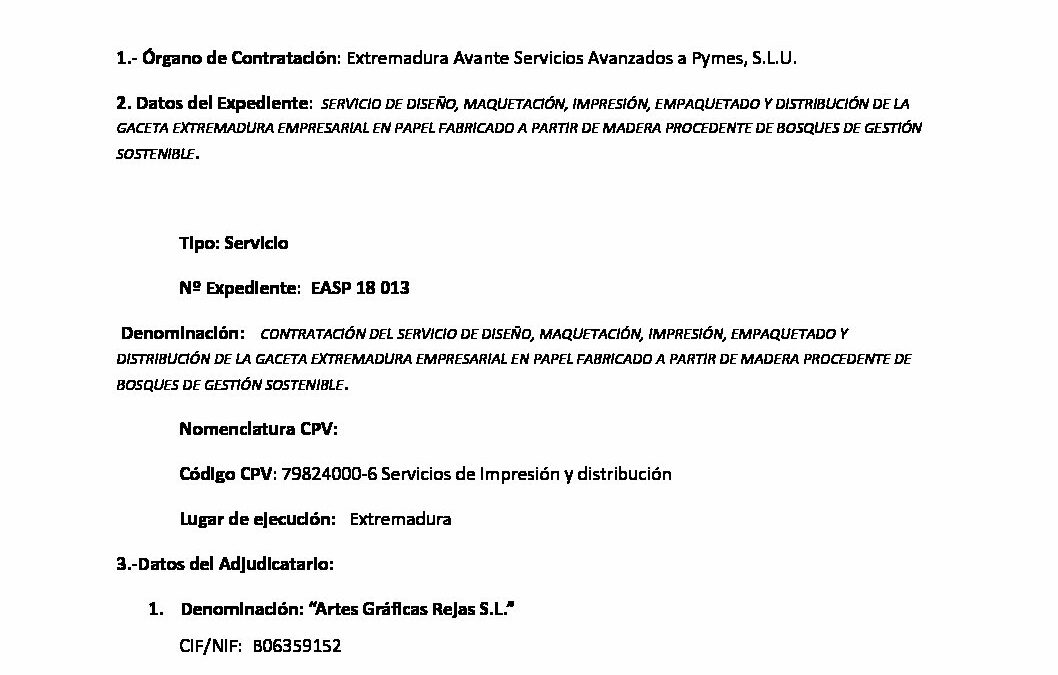 EASP 18 013 Anuncio de Adjudicacion