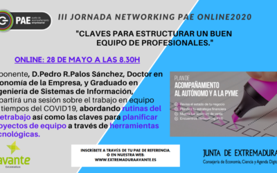 Extremadura Avante celebrará la III Jornada Networking PAE 2020 con claves para estructurar un buen equipo de profesionales