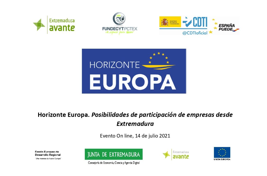 Webinar Horizonte Europa: Posibilidades de participación de empresas desde Extremadura