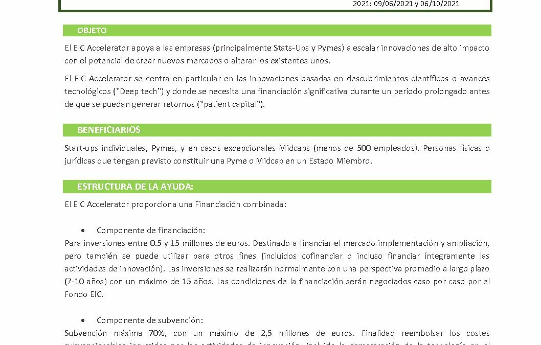 43 FEIC ACCELERATOR_NUEVO INSTRUMENTO PYME